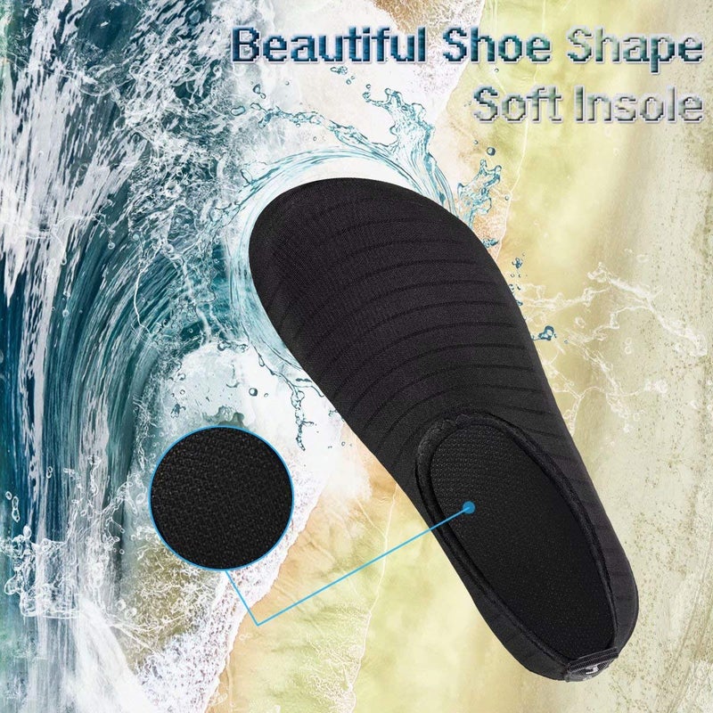 YALOX Water Shoes Women's Men's Outdoor Beach Swimming Aqua Socks Quick-Dry Barefoot Shoes Surfing Yoga Pool Exercise(Black,46/47EU), 13.5-14 Women/12-12.5 Men - Image 2